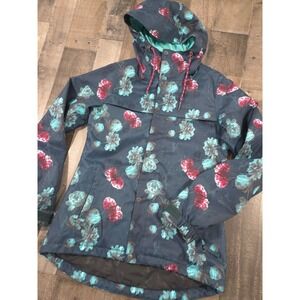 Volcom Bolt Insulated Snowboard Jacket Emerald Green Floral Womens Medium EQS 8K